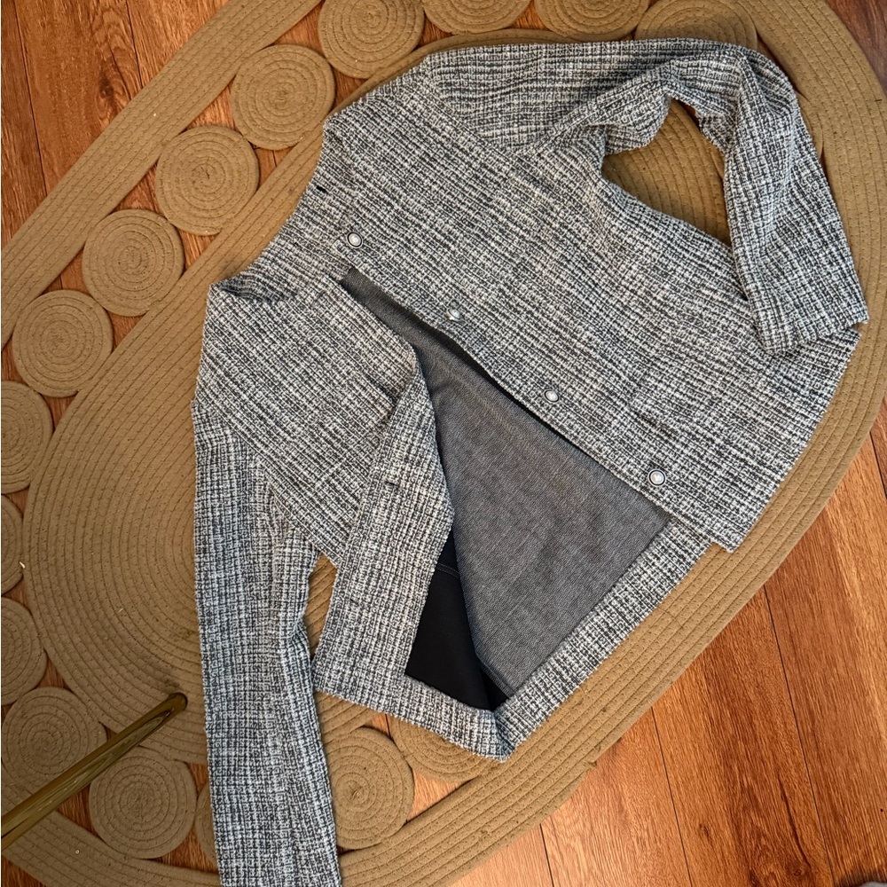 Elegant Black and White Tweed Blazer